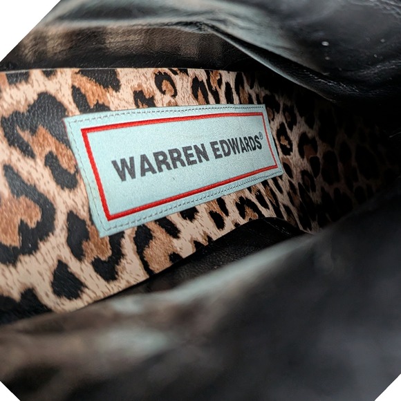 Warren Edwards Mongo Longo Suede Embroidered Boots Size 8 Black Floral Boho - Picture 10 of 13